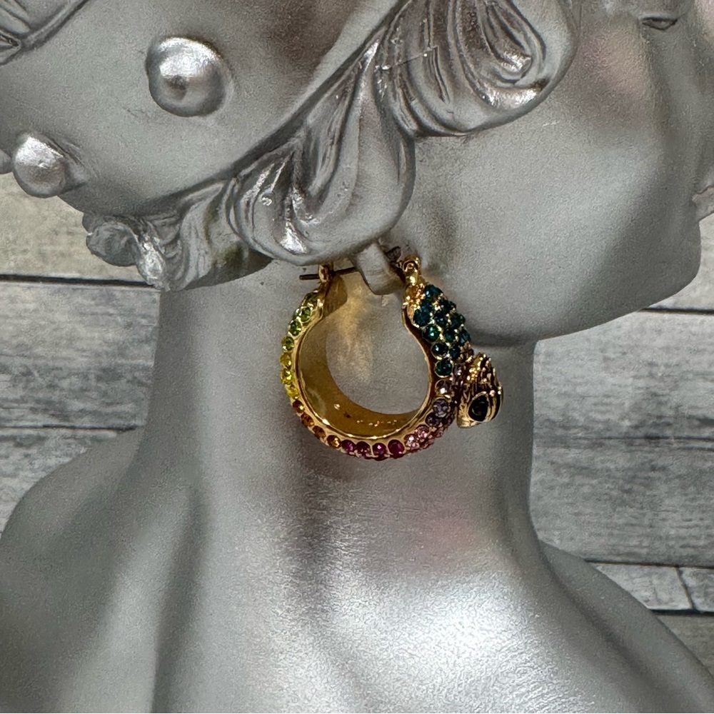 KURT GEIGER LONDON Rainbow Pave Eagle Hoop Earrings - Picture 4 of 7